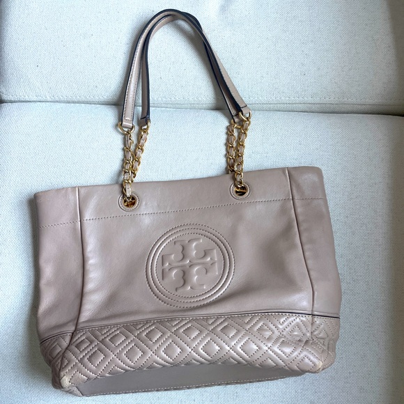 Tory Burch Pink Leather Fleming Tote - Picture 2 of 7